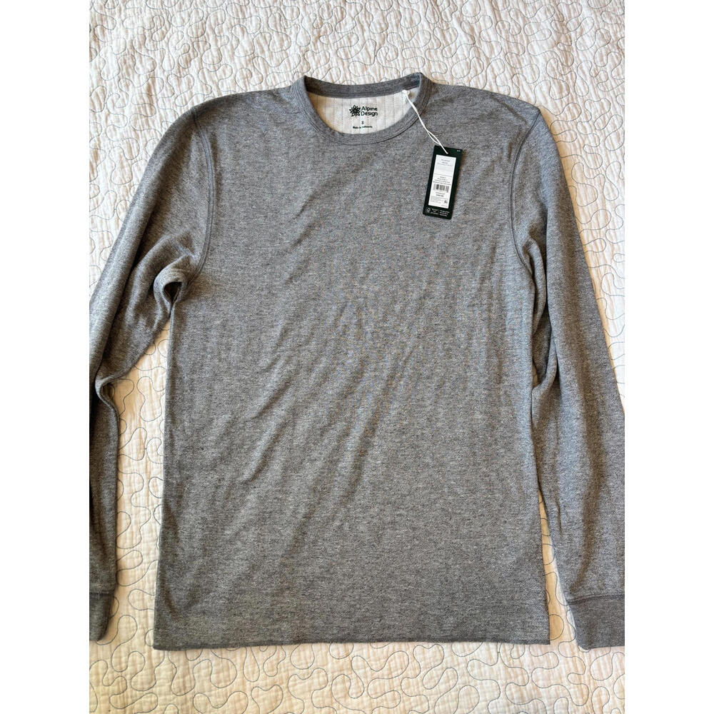 Alpine Design Men's Gray Long‎ Sleeve Crew Neck Shirt Size Small #645